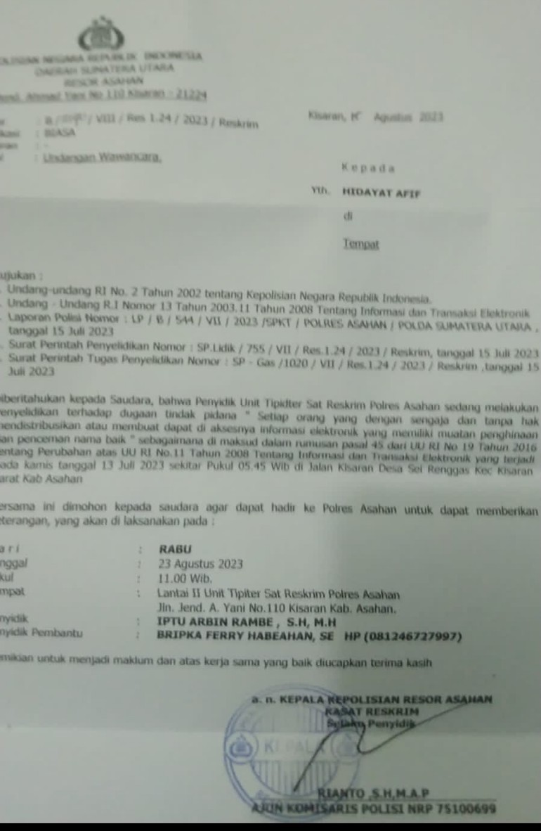 undang-undang ITE . Hidayad Afif SH seorang oknum pengacara dilaporkan managemen di duga rs swasta Wirahusada Kisaran. 3 Screenshot 2023 0823 204351 1