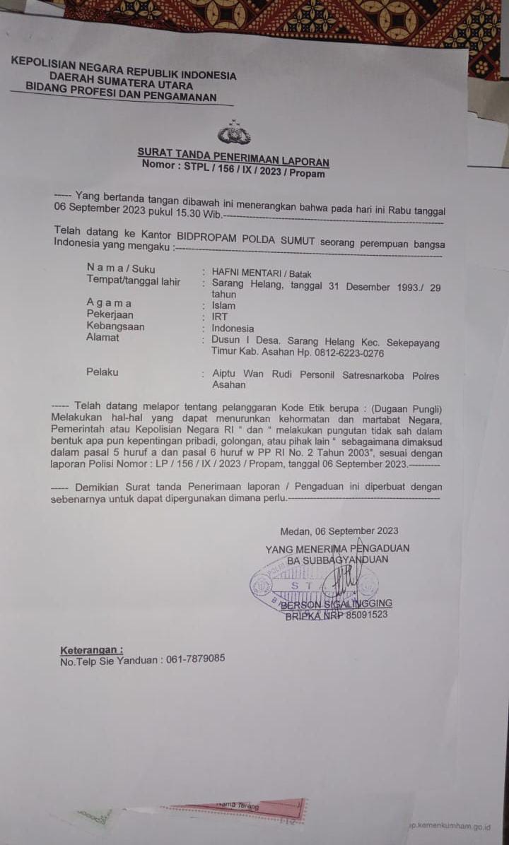 Suarakan Kebenaran, Advokat Santa Prisno Telaumbanua SH Minta Propam Polda Sumut Kaji Ulang Perkara Dedi Irwan 4 IMG 20230909 WA0126