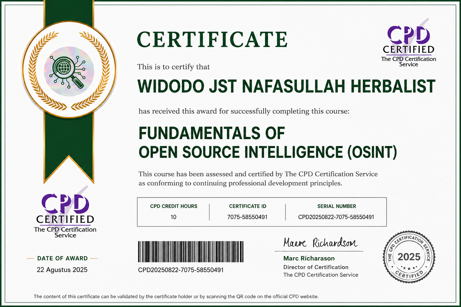 JST NEWS SERTIKAT CPD OSINT