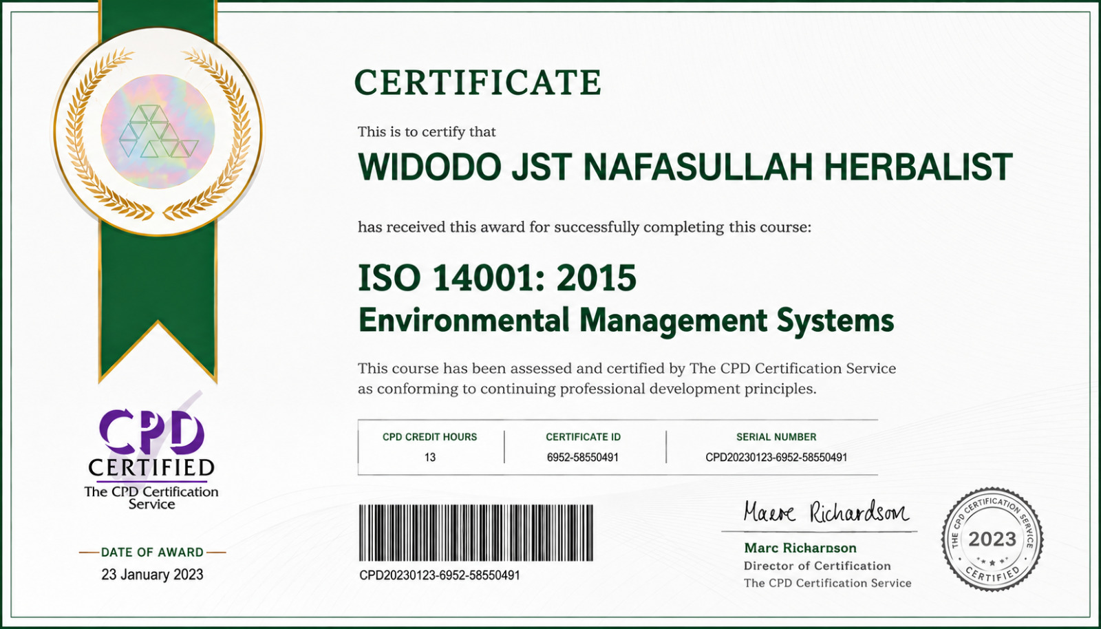 SERTIFIKAT MEDIA ISO INTERNASIONAL