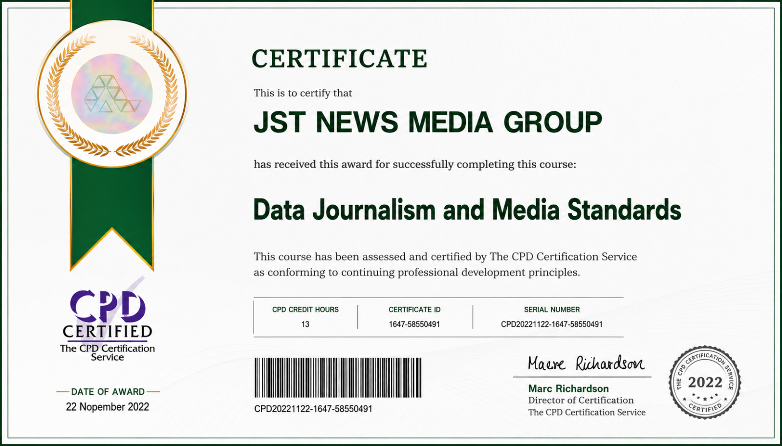 SERTIFIKAT MEDIA