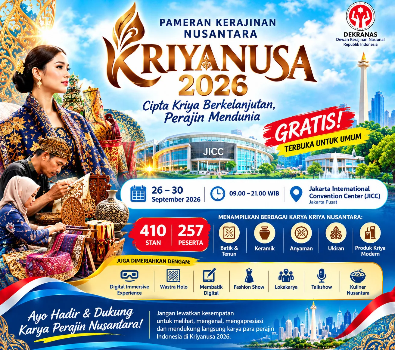 KRIYANUSA 2026′ Hadir Membawa Jakarta Penuh Perajin Dunia – Saatnya Menjelajahi Karya Kriya Nusantara di Jakarta International Convention Center