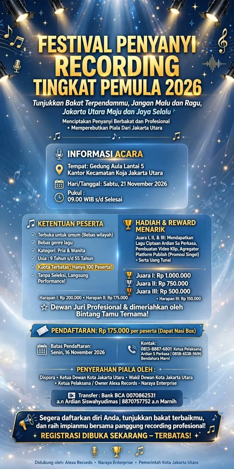 Reschedule – Festival Penyanyi Recording Tingkat Pemula 2026 Jakarta Utara