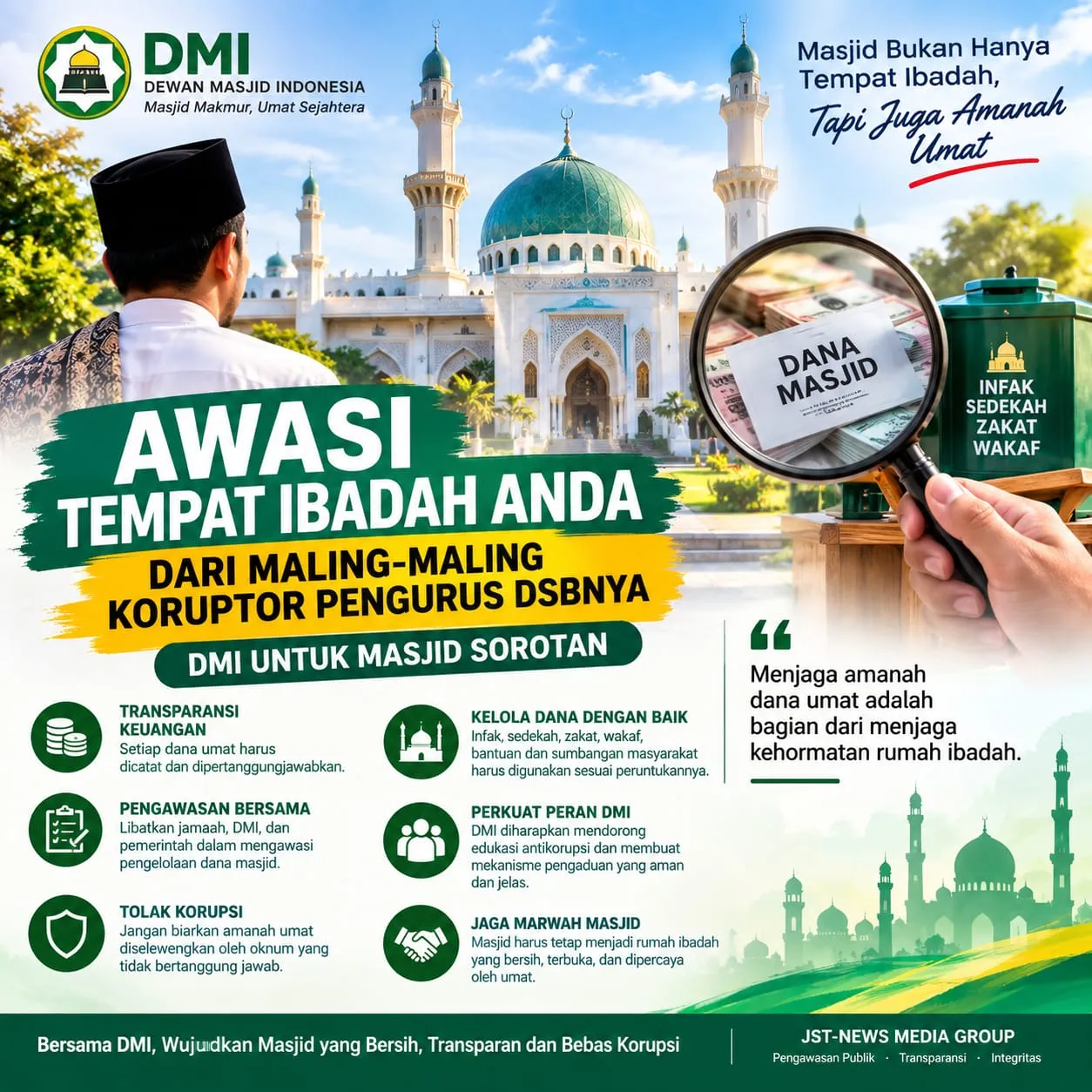 Warga Berhak AWASI “Pengelolaan Dana Masjid Secara Nasional DMI & PENGURUS Di Masjid Hati-hati Dapat Masuk Penjara Loh?